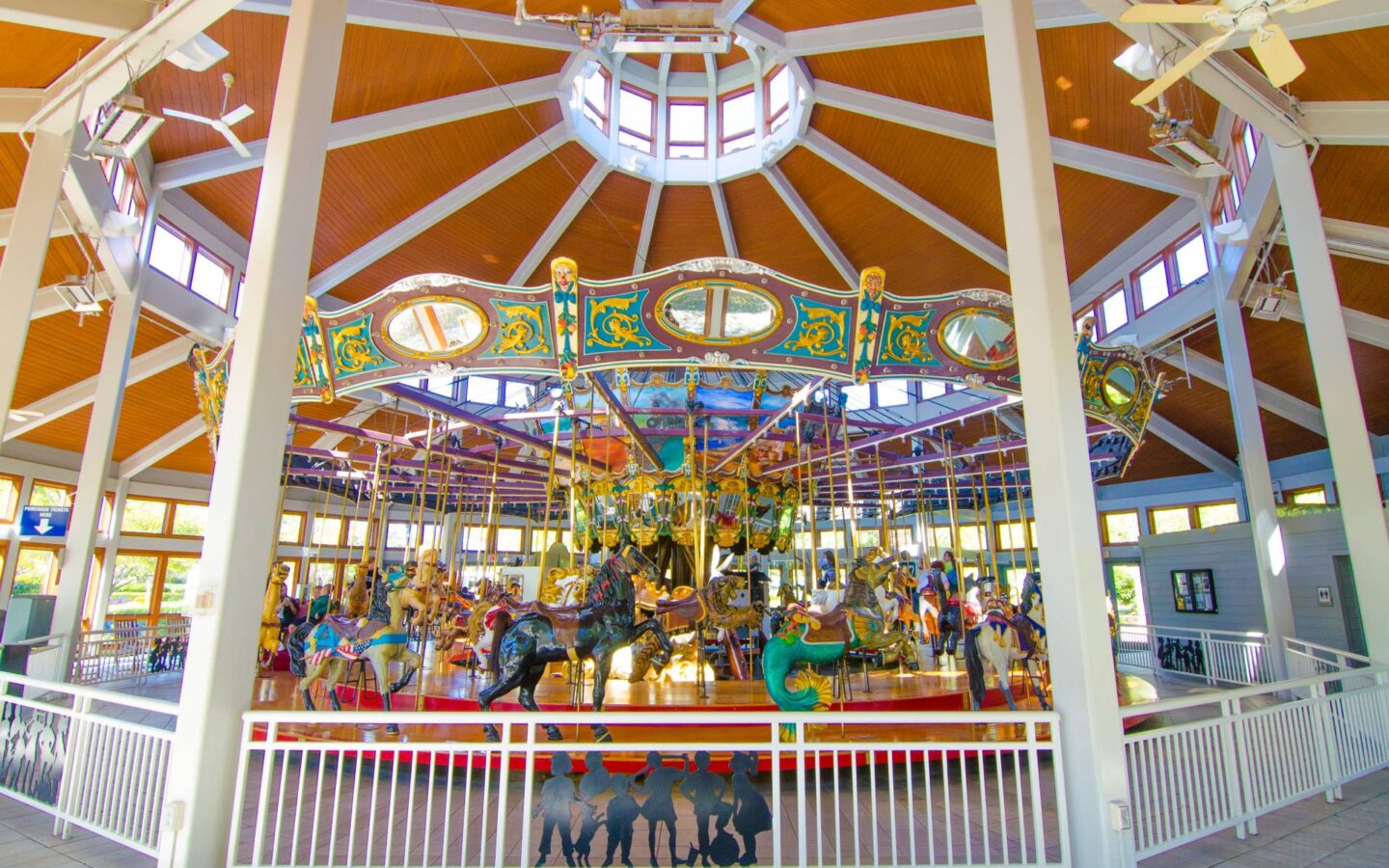 a carousel at a park