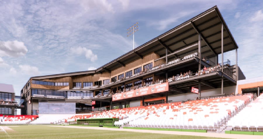 view of erlanger park stadium from the field